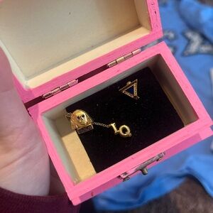 Phi sigma sigma sorority pin and “A” wooden box with latch